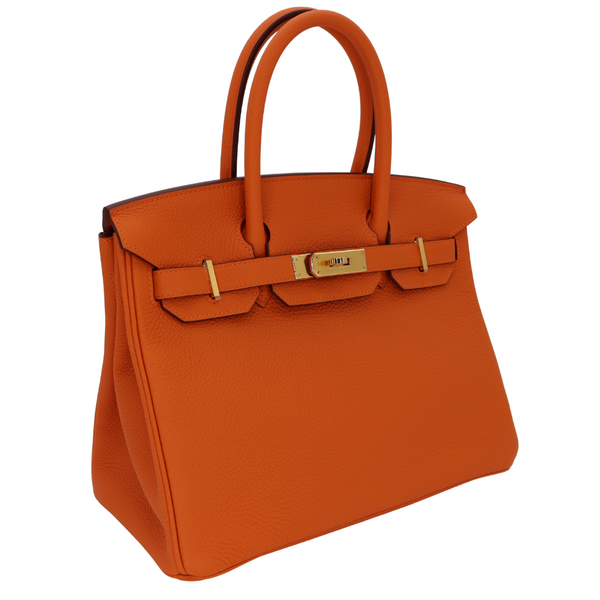Hermès 30cm Birkin Orange Clemence Leather Gold Hardware