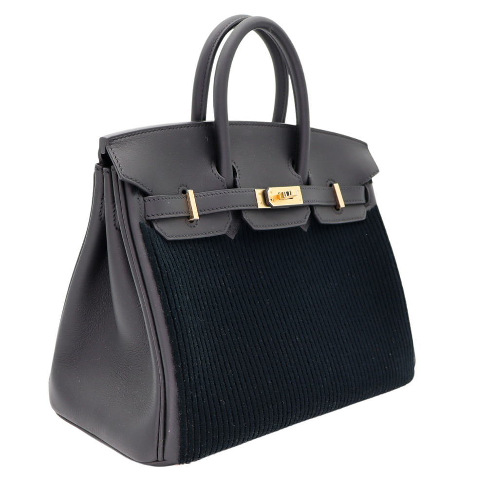 Hermès 25cm Birkin Black Cote a Cote Tuffetage Caban Swift Leather Hermès 25cm Birkin Black Cote a Cote Tuffetage Caban Swift Leather