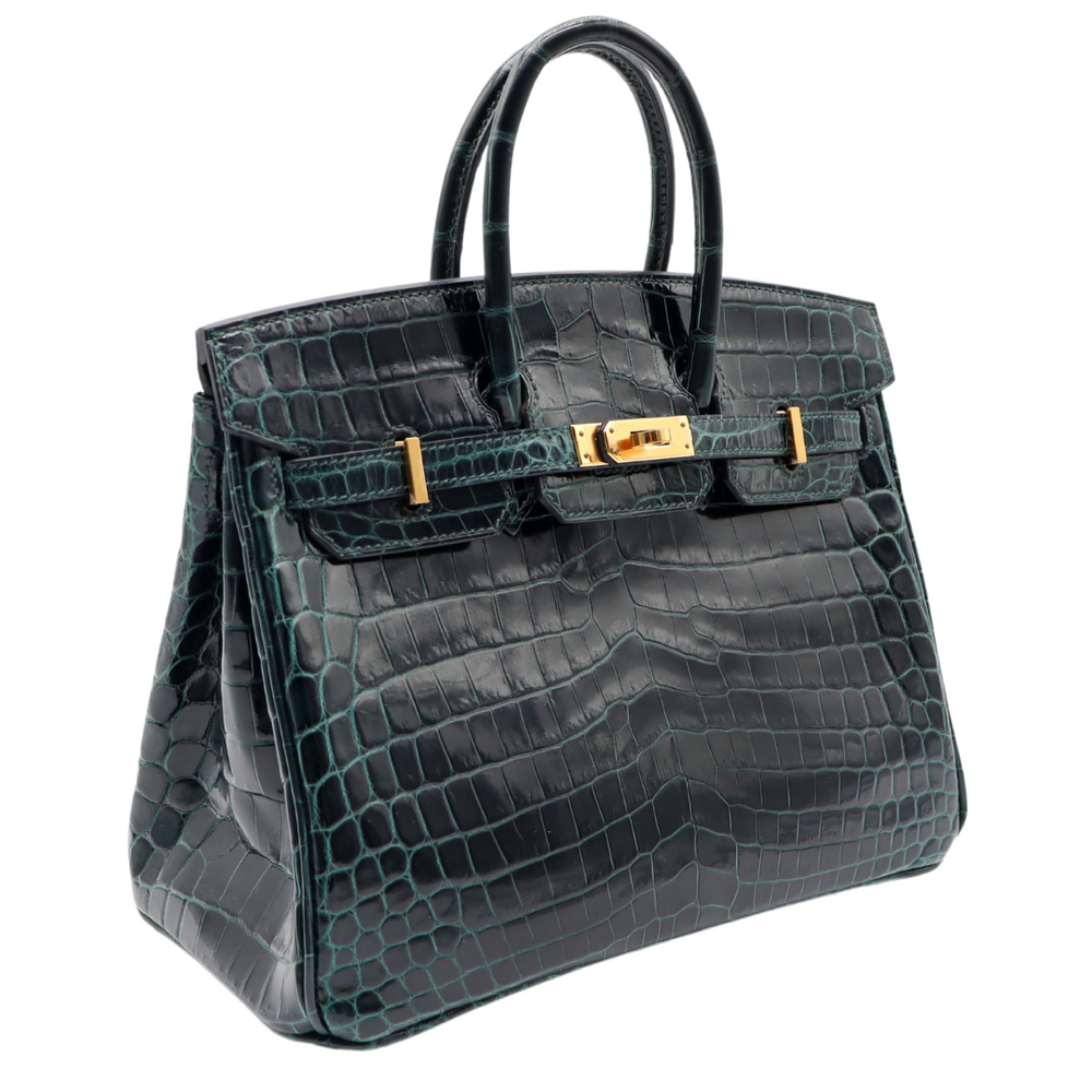 Hermès 25cm Birkin Gris Tourterelle Shiny Niloticus Crocodile Gold