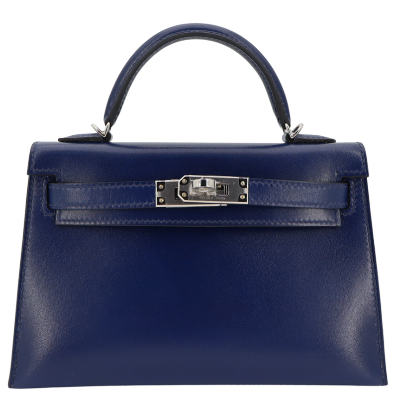 Hermès Kelly II Sellier Mini Bleu Saphir Box Calf Leather Palladium Hardware