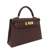 Hermès Kelly II Sellier Mini Verso Havane/Gris Touretelle Chèvre Leather Gold Hardware