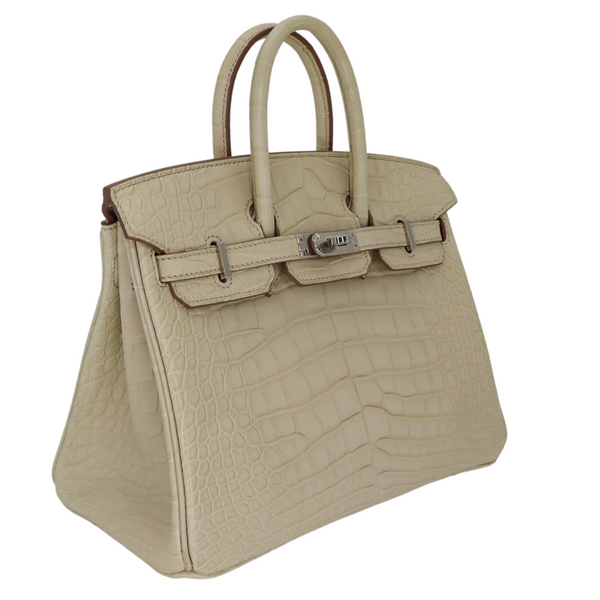 Hermès 25cm Birkin Beton Matte Alligator Palladium Hardware