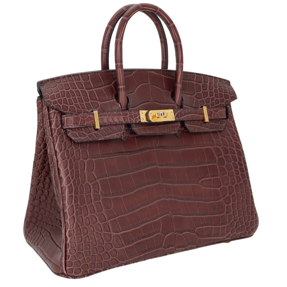Hermès 25cm Birkin Havane Matte Alligator Gold Hardware – Privé Porter