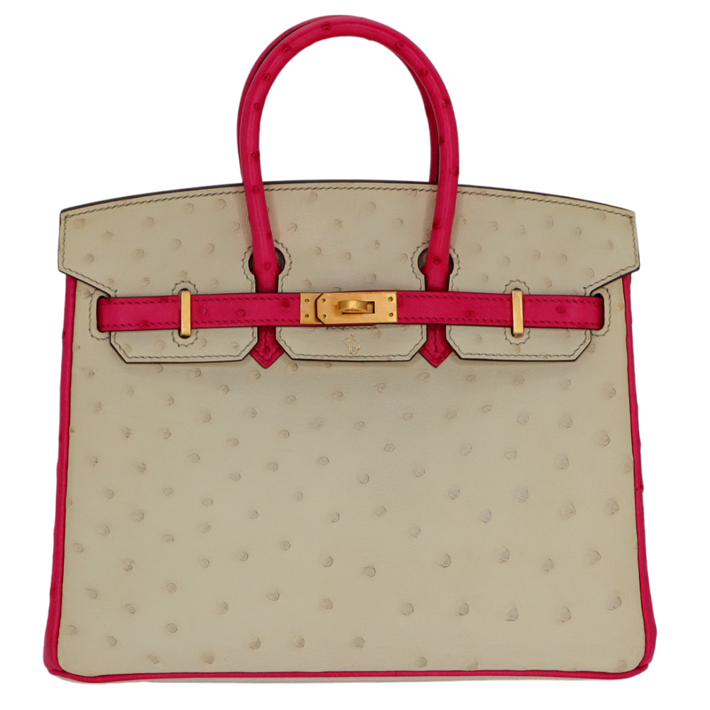 送料無料 通販  Hermès 25cm Gold Brushed Ostrich Tyrien Nata/Rose HSS Birkin アクセサリー