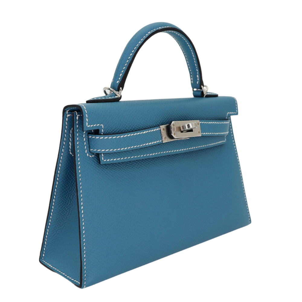 Hermès Kelly II Sellier Mini Bleu Jean Epsom Leather Palladium