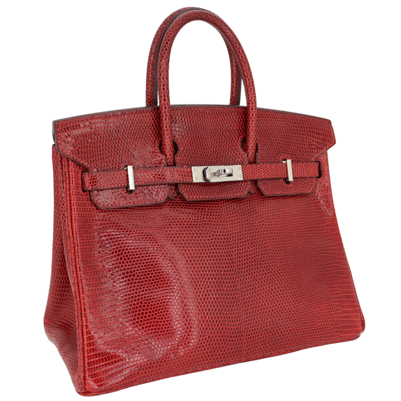 Hermès 25cm Birkin Rouge H Shiny Lizard Palladium Hardware – Privé
