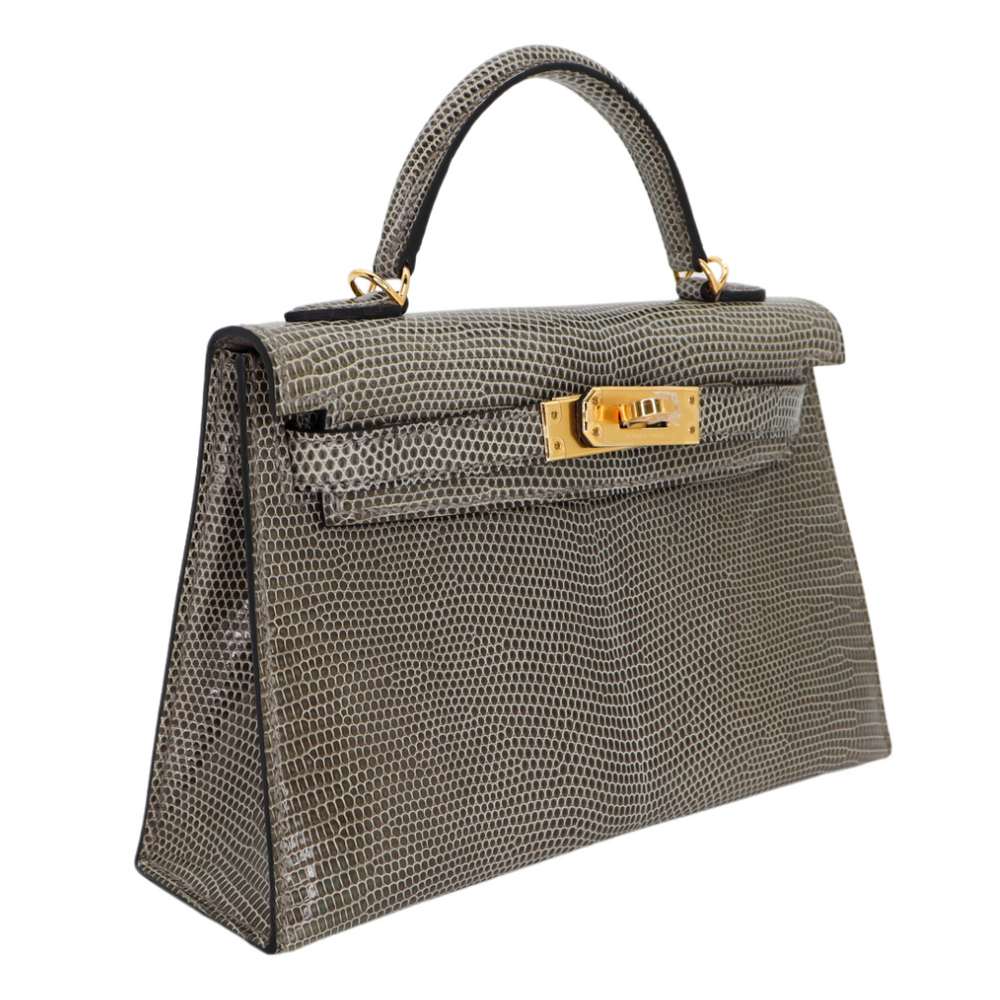 Hermès Kelly II Sellier Mini Black Shiny Lizard GHW exclusive at