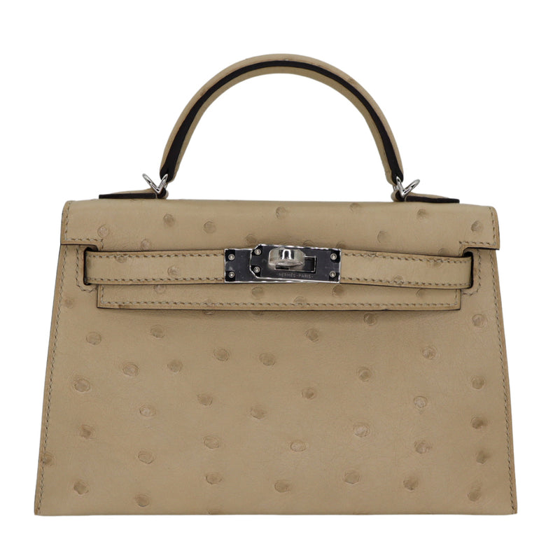 Hermès Kelly II Sellier Mini Parchemin Ostrich Palladium Hardware