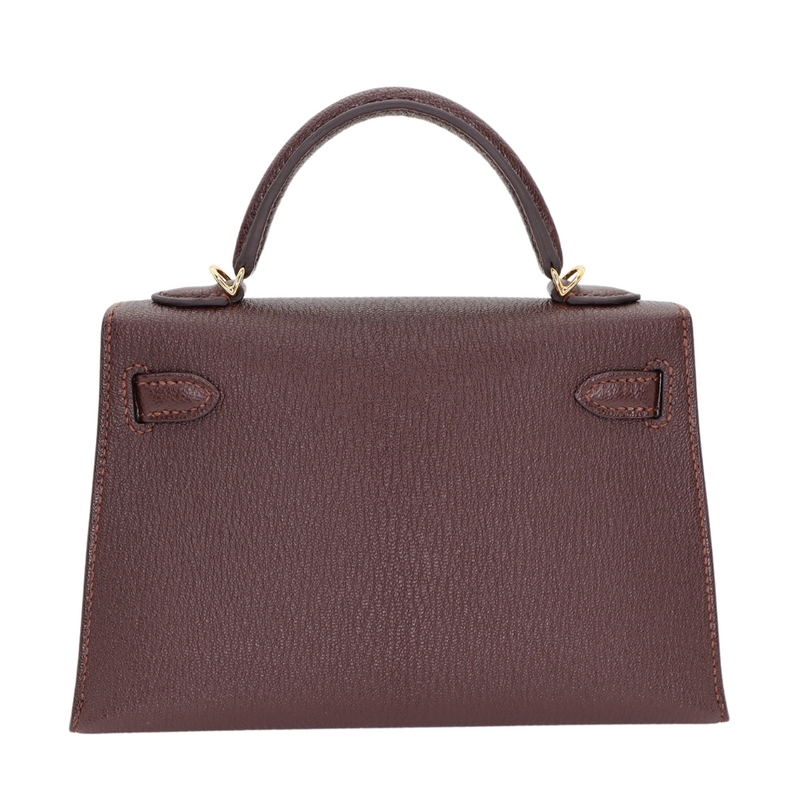 Hermès Kelly II Sellier Mini Verso Havane/Gris Touretelle Chèvre Leather Gold Hardware