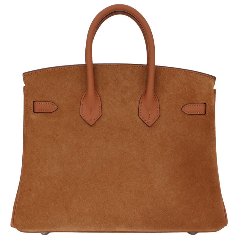 Hermès 25cm Birkin Grizzly Gold Suede/Swift Leather Palladium Hardware