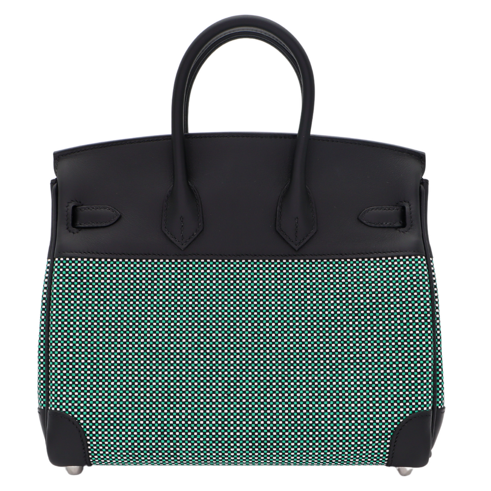 Hermès 25cm Birkin Quadrille Menthe/Black Toile/Swift Leather