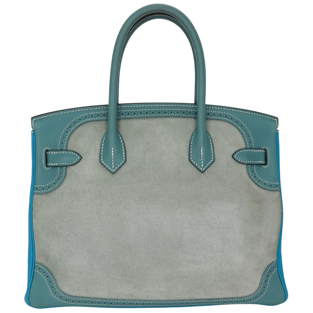 Hermès 30cm Birkin Ghillies Bleu Jean Swift/Suede/Togo Leather