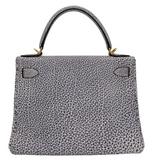 Hermès 28cm Kelly Retourne Dalmatian Buffalo Leather Gold Hardware