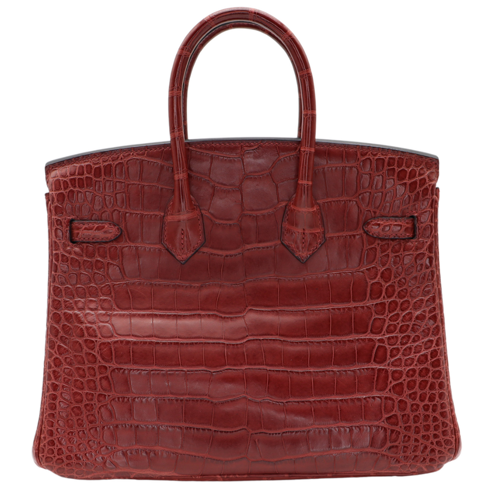 Hermès 25cm Birkin Bordeaux Shiny Niloticus Crocodile Gold