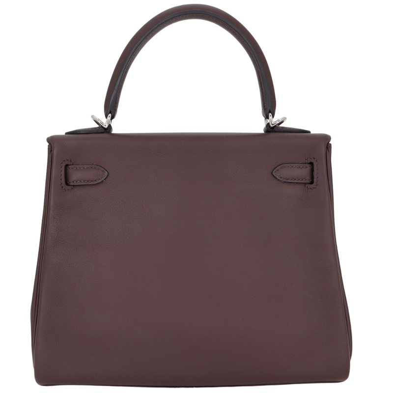 Hermès 25cm Kelly Retourne Rouge Sellier Swift Leather Palladium