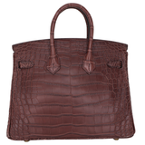 Hermès 25cm Birkin Havane Matte Alligator Gold Hardware
