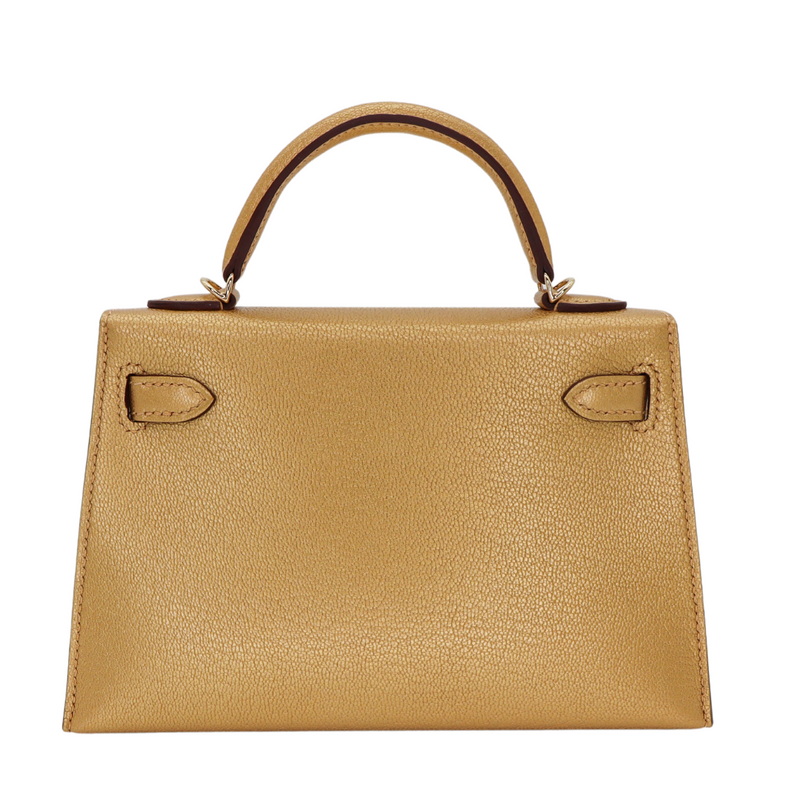 Hermès Mini Kelly II Doré Metallic Chèvre Chamkilight Permabrass Hermès Mini Kelly II Doré Metallic Chèvre Chamkilight Permabrass