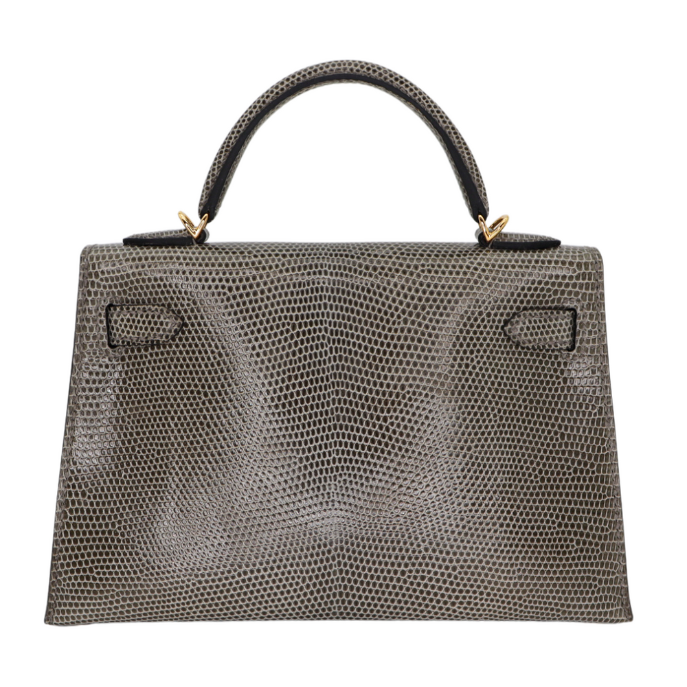 Hermès Kelly II Sellier Mini Black Shiny Lizard GHW exclusive at