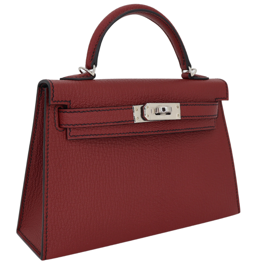 Hermès Kelly II Sellier Mini HSS Rouge H Chèvre Leather Palladium