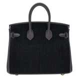 Hermès 25cm Birkin Black Cote a Cote Tuffetage Caban Swift Leather Gold Hardware