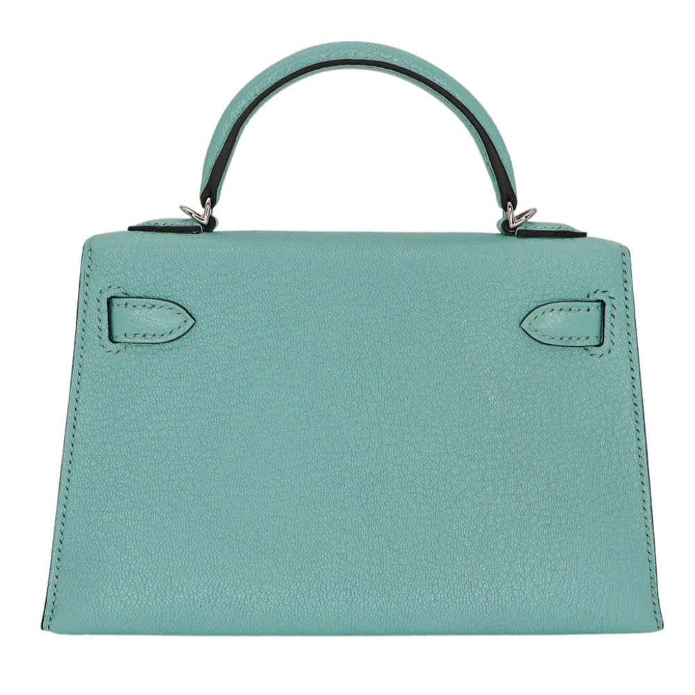 Hermès Kelly II Sellier Mini Verso Aqua/Cobalt Chèvre Leather