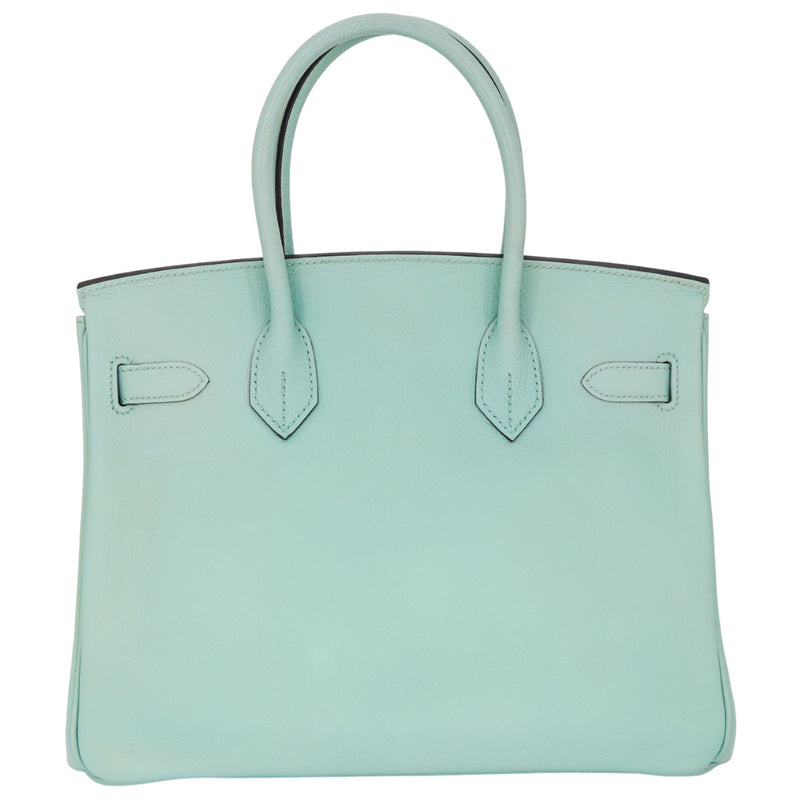 Hermès 30cm Birkin Aqua Chèvre Leather Palladium Hardware