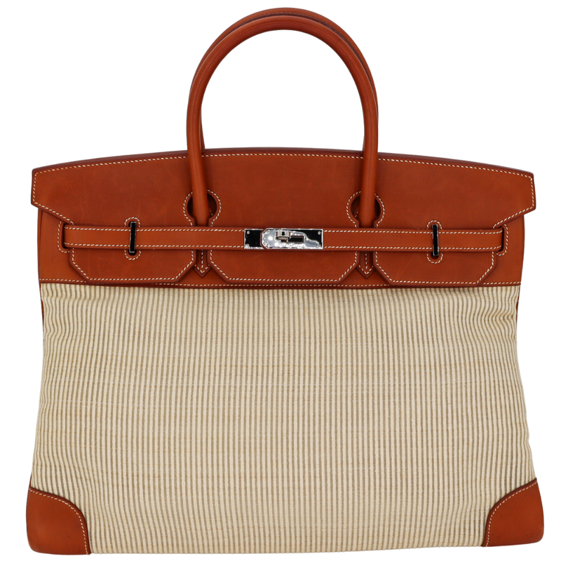 Hermès 35cm Birkin Crinoline Natural Barenia Leather Palladium Hardware