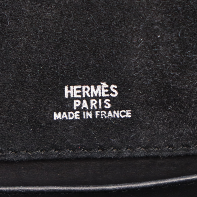 Hermès Kelly Pochette Doblis Black Suede Leather Palladium Hardware