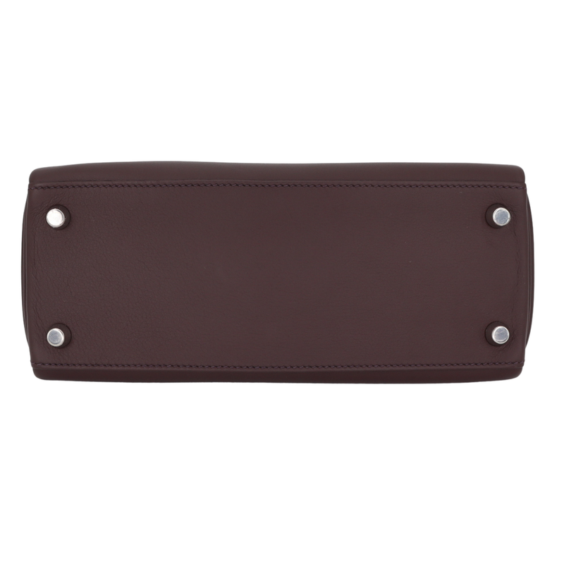 Hermès 25cm Kelly Retourne Rouge Sellier Swift Leather Palladium Hardware