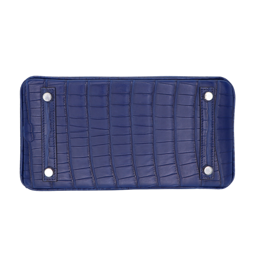 Hermès 25cm Birkin Bleu Saint Cyr Matte Alligator Palladium