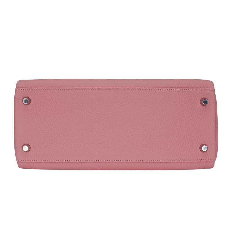Hermès 28cm Kelly Retourne Rose Sakura Clemence Leather Palladium Hardware