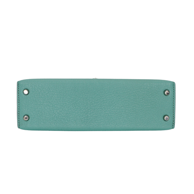 Hermès Kelly II Sellier Mini Verso Aqua/Cobalt Chèvre Leather Palladium Hardware
