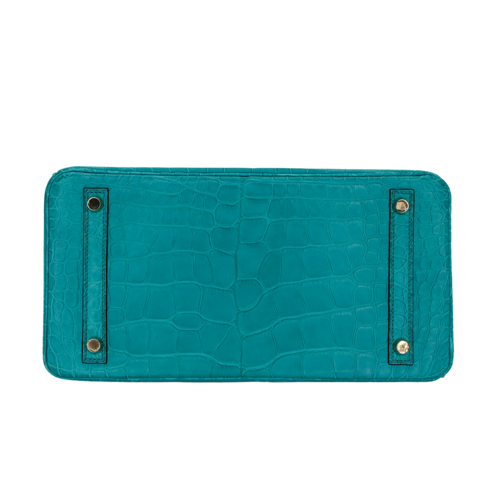 Hermès 30cm Birkin Bleu Paon Matte Alligator Gold Hardware – Privé