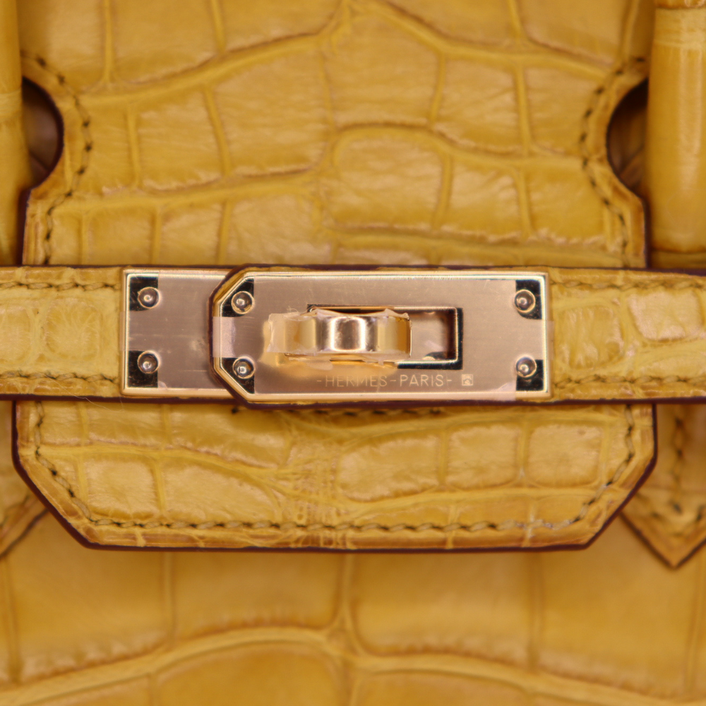 Hermès 25cm Birkin Ambre Matte Alligator Gold Hardware – Privé Porter