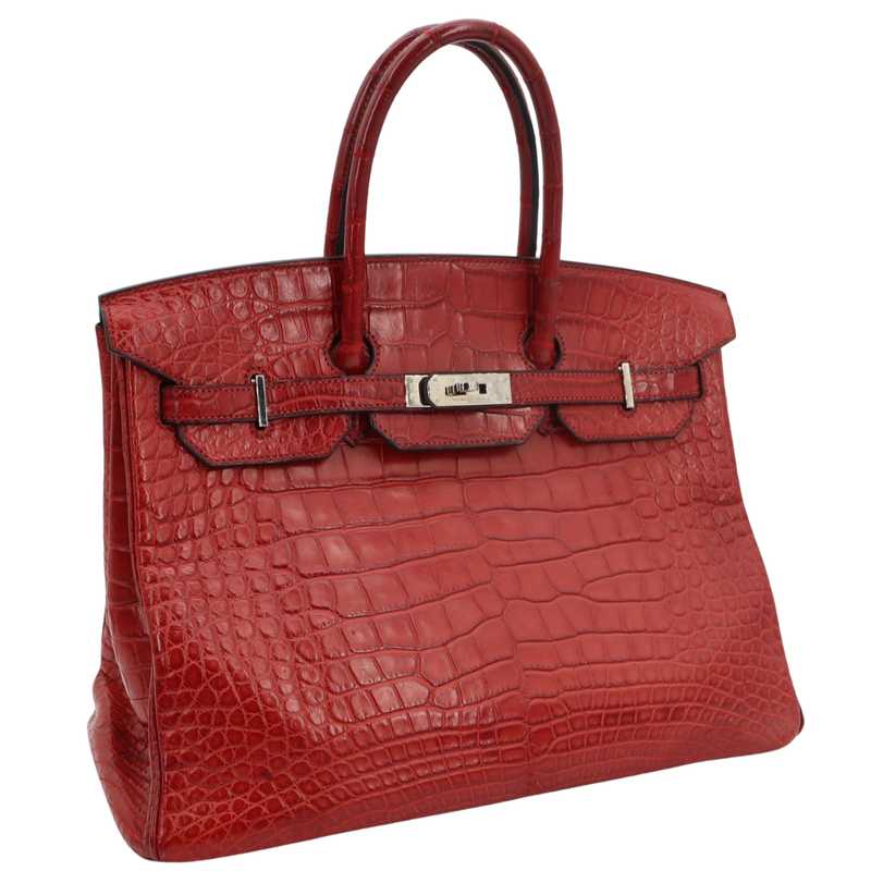 HERMESフェールアシュヴァル赤 Hermès 35cm Birkin Rouge H Matte Alligator Palladium Hardware