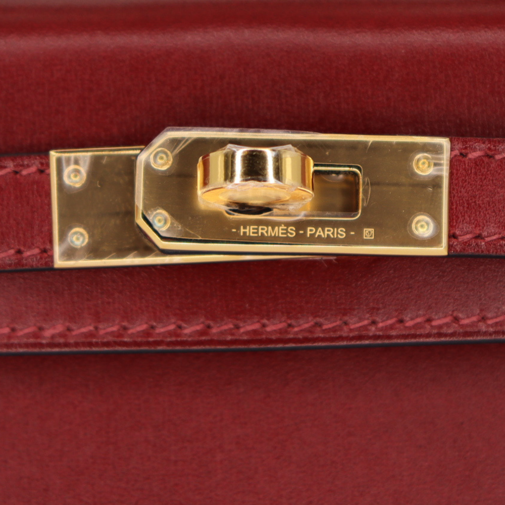 Hermès Kelly II Sellier Mini Rouge H Box Calf Leather Gold