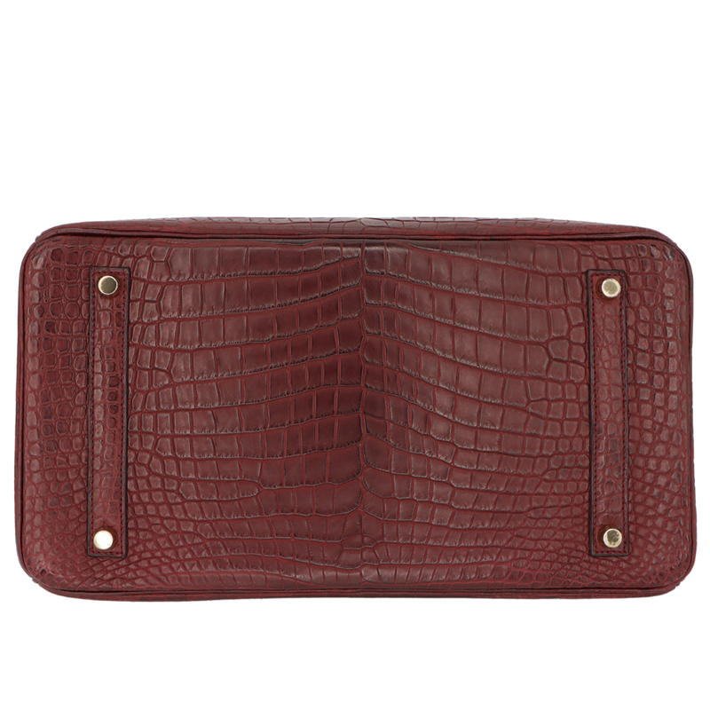 Hermès 35cm Birkin Bordeaux Matte Porosus Crocodile Gold Hardware