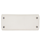 Hermès 25cm Kelly Retourne White Swift Leather Palladium Hardware