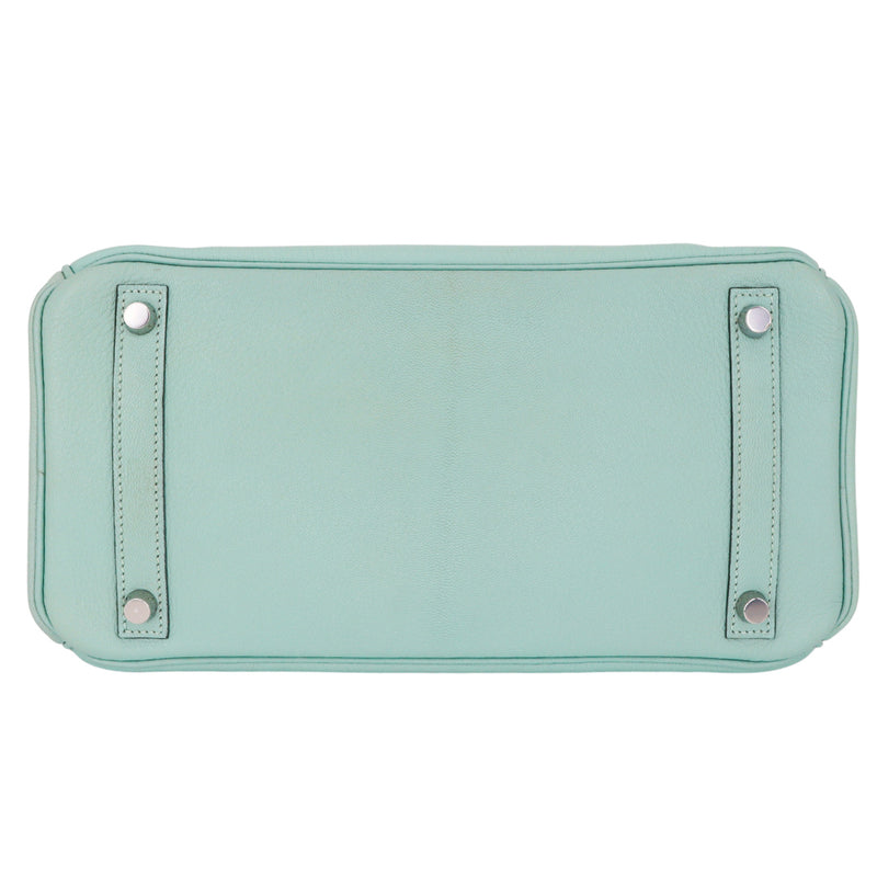 Hermès 30cm Birkin Aqua Chèvre Leather Palladium Hardware