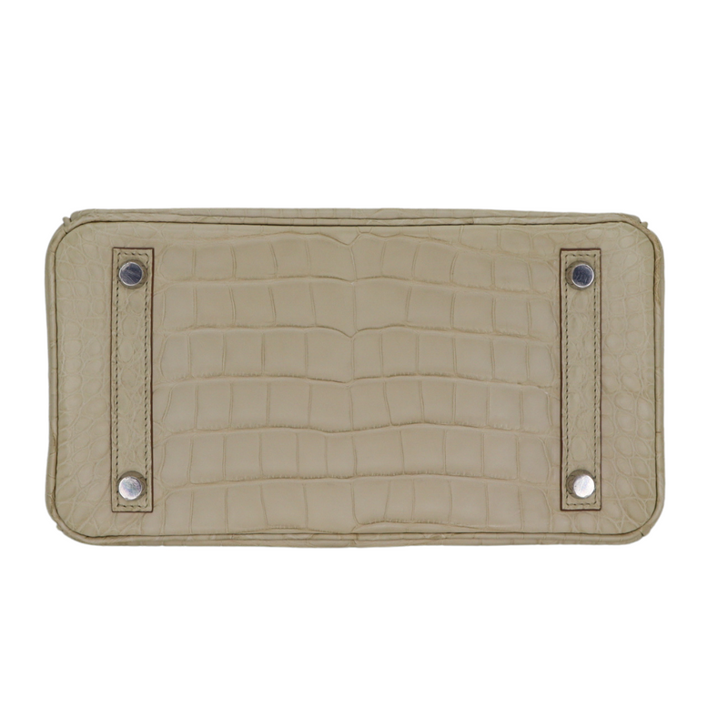 Hermès 25cm Birkin Beton Matte Alligator Palladium Hardware