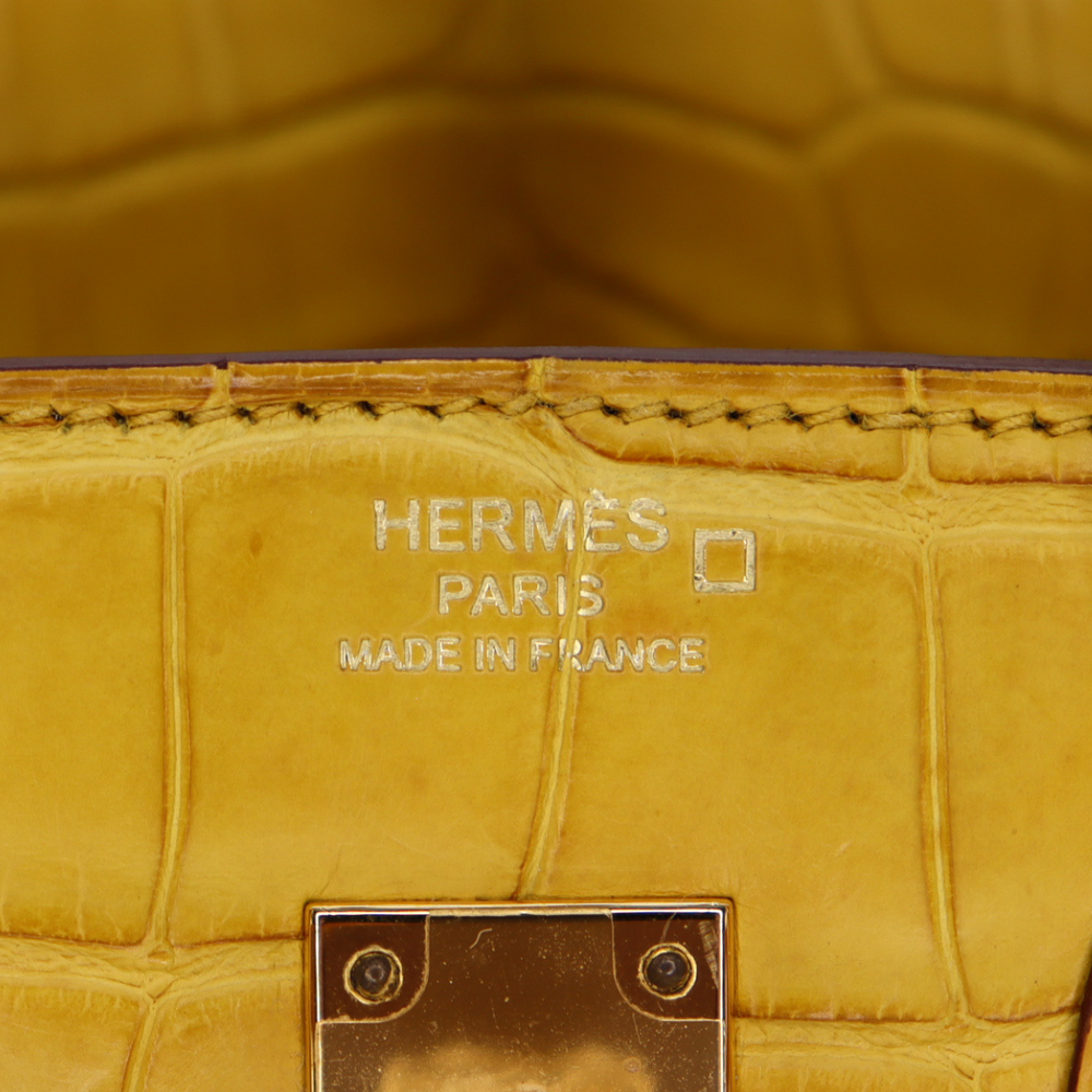 Hermès 25cm Birkin Ambre Matte Alligator Gold Hardware – Privé Porter
