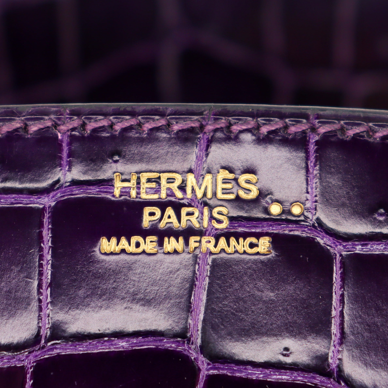 Hermès 30cm Birkin Amethyst Shiny Niloticus Crocodile Gold Hardware