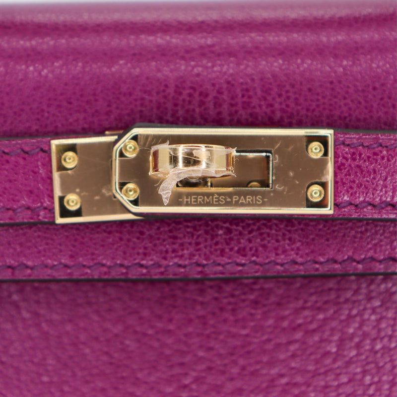 Hermès Kelly II Sellier Mini Anemone Chèvre Leather Gold Hardware