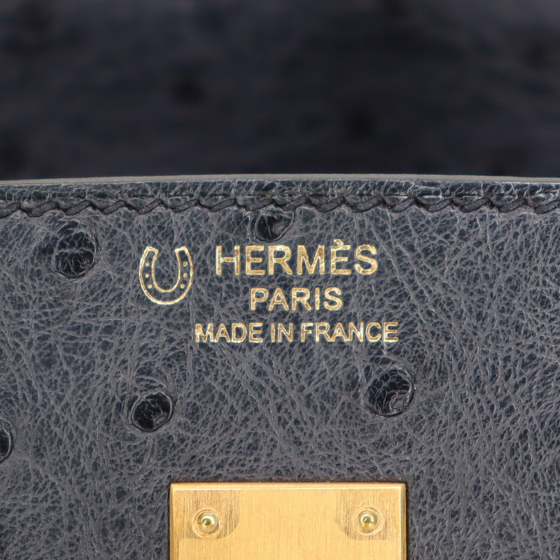 Hermès 25cm Birkin HSS Black/Rouge H Ostrich Brushed Gold Hardware