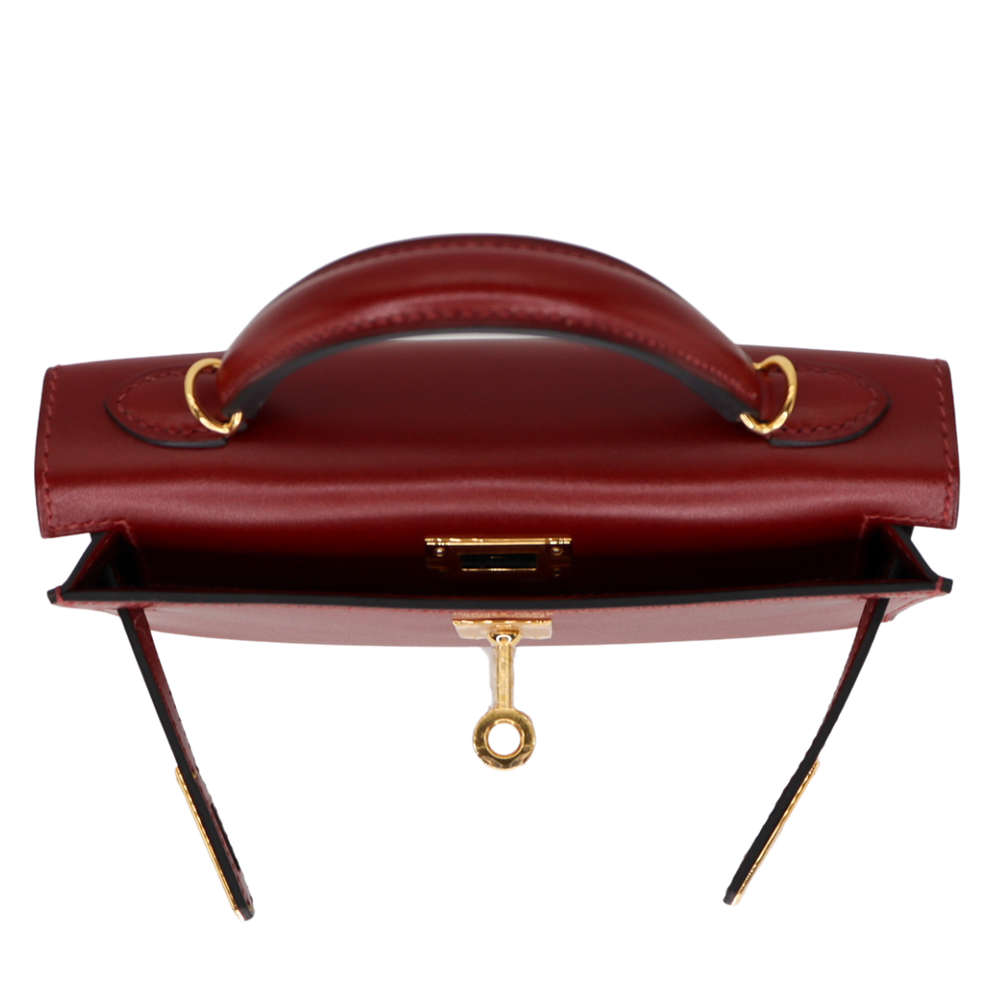 Hermès Kelly II Sellier Mini Rouge H Box Calf Leather Gold