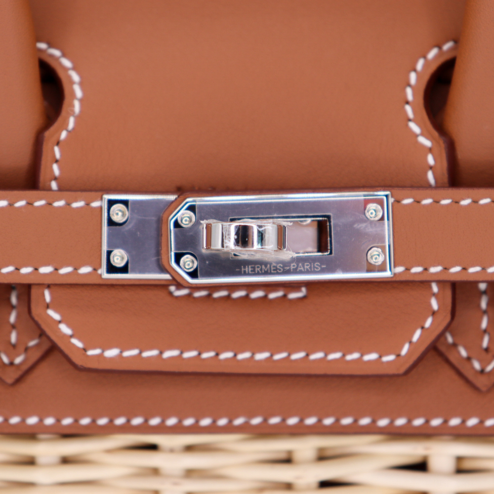 Hermès 25cm Birkin Picnic Stripe Gold Swift Osier Wicker Palladium