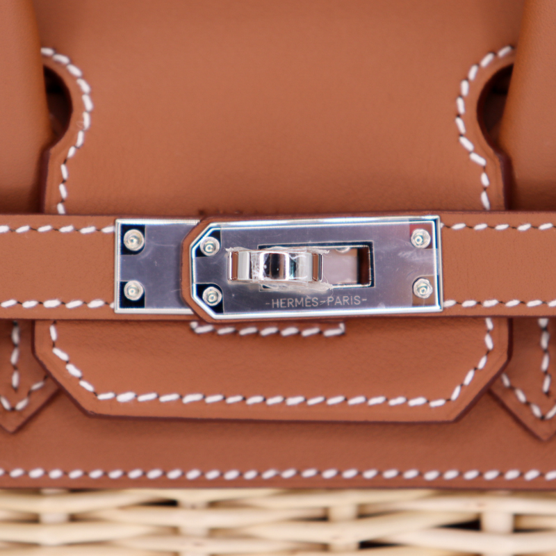 Hermès 25cm Birkin Picnic Stripe Gold Swift Osier Wicker Palladium Hermès 25cm Birkin Picnic Stripe Gold Swift Osier Wicker Palladium