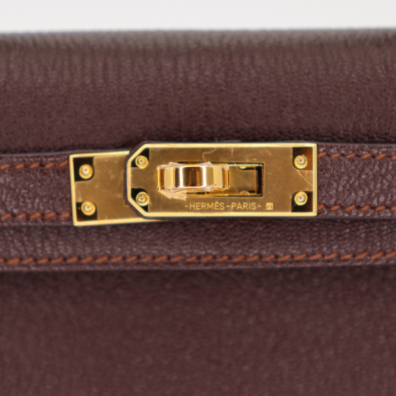 Hermès Kelly II Sellier Mini Verso Havane/Gris Touretelle Chèvre Leather Gold Hardware