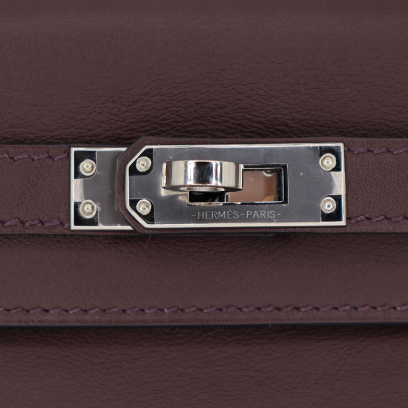 Hermès 25cm Kelly Retourne Rouge Sellier Swift Leather Palladium Hardware