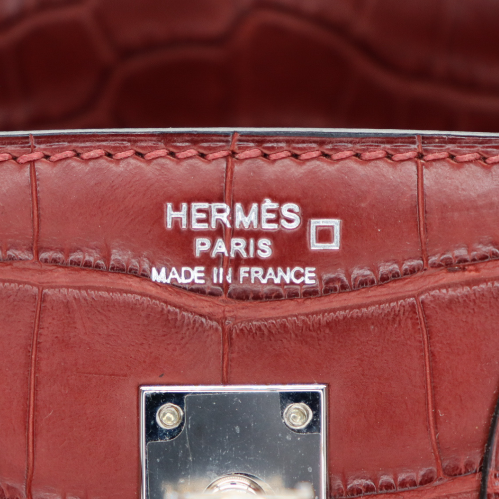 Hermès 25cm Birkin Bordeaux Shiny Niloticus Crocodile Gold